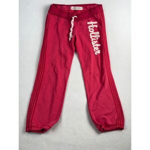 Hollister Womens Y2K Pink Low Rise Logo Sweatpants Joggers Small Side Stripe